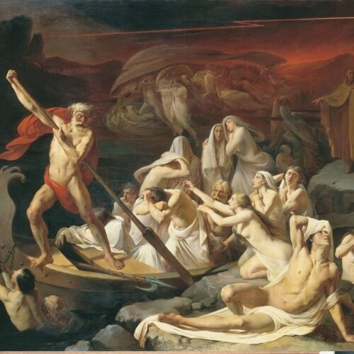 Aeneas ve Sibyl, Styx Nehri'nde ölüler diyarının kayıkçısı Kharon ile karşılaşıyor. Yeraltı dünyasına geçebilmek için Altın Dal'ı sunmaları gerekmektedir.